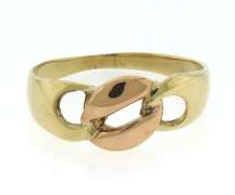 Chic 14kt Tricolor Openwork Link Ring