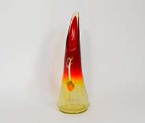 Vintage Amberina Crackle Glass Pitcher, Elongated Spout