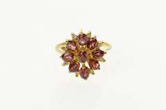 14K Yellow Gold Oval Garnet Diamond Statement Cocktail Ring