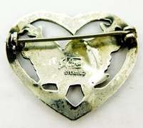 Vintage Coro Sterling Heart & Dove Pin