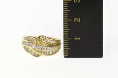 14K Yellow Gold 1.00 Ctw Wavy Diamond Tiered Statement Ring