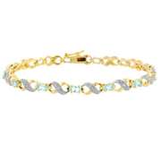 18K Gold over Sterling Silver Blue Topaz & Diamond Accent Infinity Bracelet