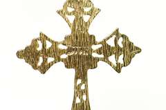 14K Yellow Gold Ornate Filigree Cross Christian Faith Pendant