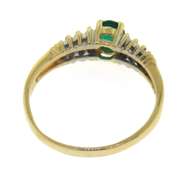 Fantastic Oval Cut Emerald & 2 Row Diamond Side Ring