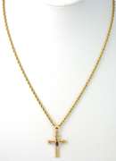 Lovely Amethyst Cross Necklace in 14KT Yellow Gold