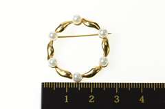 14K Yellow Gold Pearl Scalloped Round Statement Pendant