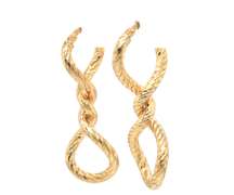 Lovely 14ktYG Textured Twisted Earrings