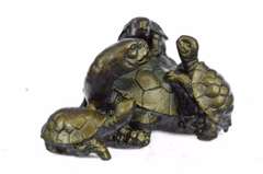 Turtle Family Bronze Figurine