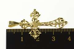 14K Yellow Gold Ornate Filigree Cross Christian Faith Pendant