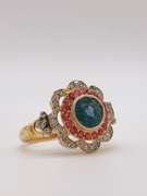 Vintage Style 14kt Gold, Sapphire, Ruby, & Diamond Ring