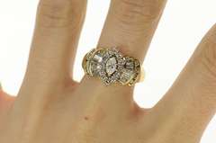 10K Yellow Gold 1.55 Ctw Marquise Diamond Halo Engagement Ring