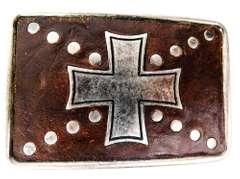 Big Leather & Steel Cross Belt Buckle