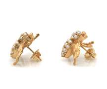 Whimsical 14kt YG White Pearl Accented Bee Shaped Earrings