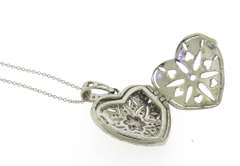Charming White Gold Heart Locket Pendant on Chain