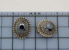 Vintage DaneCraft Designer Sterling Clip on Earrings With Hematite Stones