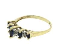 Elegant Yellow Gold Marquise Cut Sapphire & Diamond Accent Ring