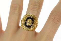 10K Yellow Gold Loyal Order of the Moose Diamond Emerald Ring