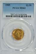 Fresh BU 1905 US $2.50 Liberty Gold Piece. PCGS MS62