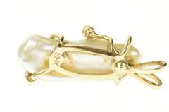 14K Yellow Gold Ornate Rough Pearl Diamond Statement Pendant