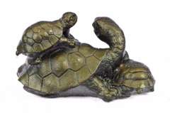 Turtle Family Bronze Figurine