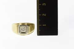 14K Yellow Gold Men's Diamond Solitaire Squared Wedding Ring