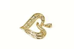 10K Yellow Gold Baguette Diamond Curvy Heart Love Pendant