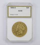 AU50 1850-O $20.00 Liberty Head Gold Double Eagle - Graded PCI