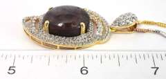 Mesmerizing Massive 18.00CTS Cabochon Cut Natural Star Ruby & White Sapphire Necklace in Vermeil