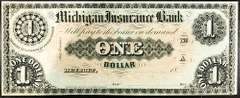 Gem Crisp 1800's $1 Note Michigan Insurance Bank-Tough Note!