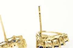 14K Yellow Gold Sapphire Diamond Accent Classic Heart Stud Earrings