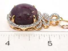 Fascinating Huge 28.00CTS Cabochon Cut Natural Star Ruby & White Sapphire Necklace in Vermeil