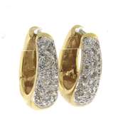 Elegant 14kt YG Round Cut Diamond Pave Levian Hoop Earrings