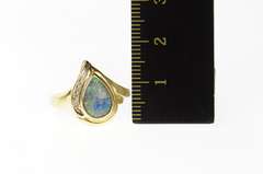 14K Yellow Gold Oval Mosaic Opal Diamond Accent Statement Ring