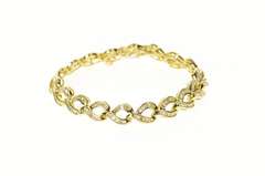 14K Yellow Gold 3.00 Ctw Baguette Wavy Braid Link Tennis Bracelet
