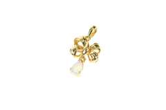 14K Yellow Gold Bow Syn. Opal Drop Dangle Statement Pendant