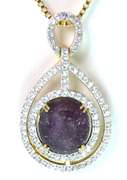 Darling Massive 15.00CTS Natural Cabochon Star Ruby & White Sapphire Necklace in Vermeil