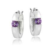 Sterling Silver Amethyst Huggie Earrings