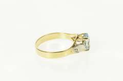 9K Yellow Gold Blue Topaz Diamond Two Tone Statement Ring
