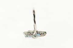 10K White Gold Pear Blue Topaz Diamond Wavy Cluster Ring