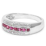2/5 CT RUBY & DIAMOND STERLING SILVER RING