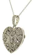 Charming White Gold Heart Locket Pendant on Chain