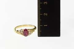 14K Yellow Gold 0.90 Ctw Oval Ruby Diamond Engagement Ring