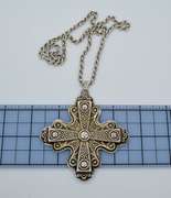 Stunning Vintage Sterling and Sterling Silver Cross Chain Necklace