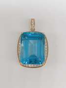 14kt Gold, Blue Topaz, & Diamond Pendant