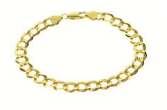 10K Yellow Gold 8,5mm Curb Chain Classic Men's Cuban Link Bracelet