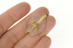 14K Yellow Gold Diamond Tree Dart Frog Camphor Glass Pin/Brooch