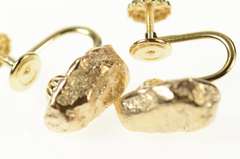 14K Yellow Gold Textured Nugget Cluster Screw Back Earrings