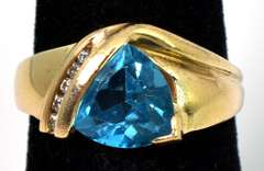 Futuristic Blue Topaz Ring in Yellow Gold
