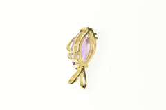 14K Yellow Gold Marquise Amethyst Wave Overlay Statement Pendant