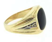 Men's Yellow Gold Black Onyx Signet Style Ring